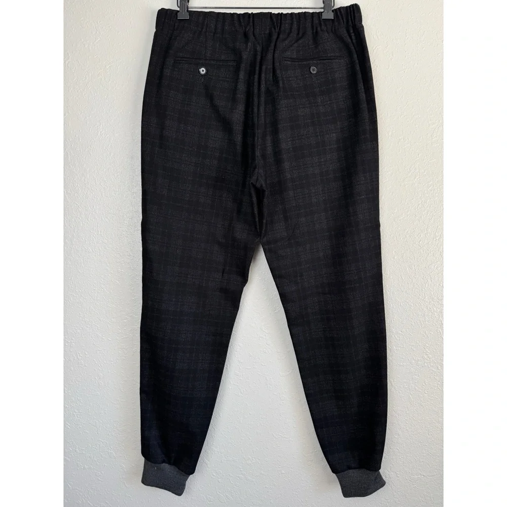 Vince wool blend black gray plaid jogger pants 34 - Picture 7 of 12